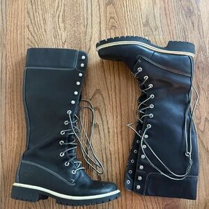 Timberland Black Lace-Up Leather Boots